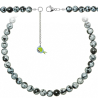 Collier en obsidienne neige - Perles rondes 8 mm - 38 cm