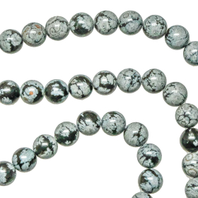 Collier en obsidienne neige - Perles rondes 8 mm - 55 cm