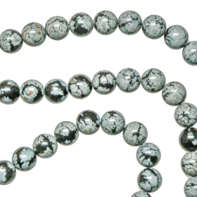Collier en obsidienne neige - Perles rondes 8 mm - 60 cm