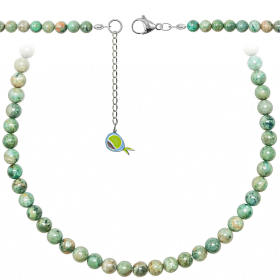 Collier en chrysocolle - Perles rondes 6 mm - 90 cm