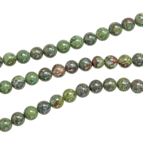 Collier en jaspe héliotrope - Perles rondes 6 mm - 38 cm