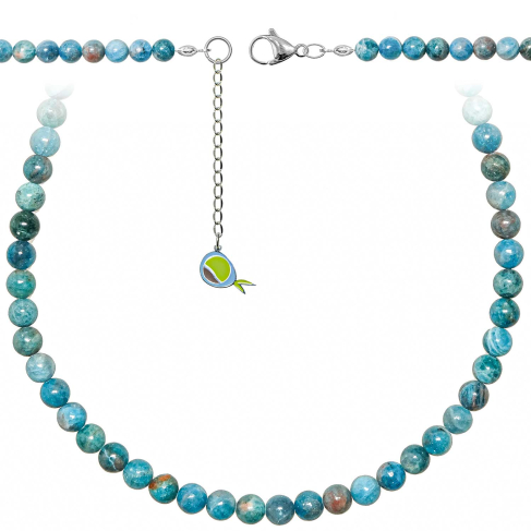 Collier en apatite bleue - Perles rondes 6 mm - 38 cm
