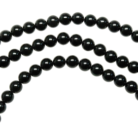 Collier en tourmaline noire - Perles rondes 6 mm - 60 cm