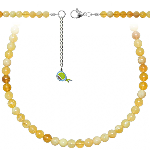 Collier en opale jaune - Perles rondes 6 mm - 38 cm