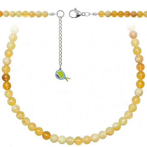 Collier en opale jaune - Perles rondes 6 mm - 90 cm