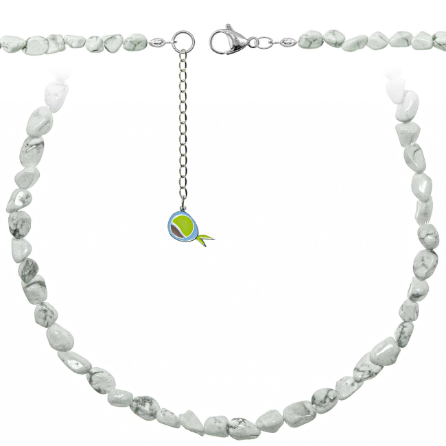 Collier en howlite - Perles roulées 5 à 8 mm - 38 cm