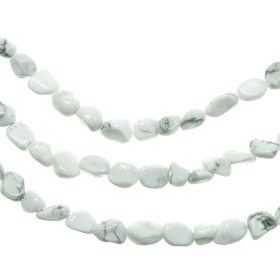 Collier en howlite - Perles roulées 5 à 8 mm - 90 cm