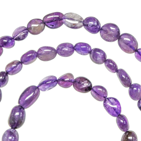 Collier en améthyste - Perles roulées 7 à 10 mm - 43 cm