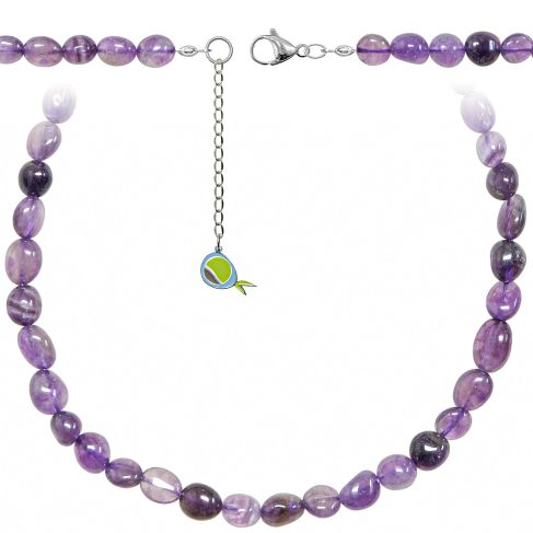 Collier en améthyste - Perles roulées 7 à 10 mm - 90 cm