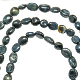Collier en oeil de faucon - Perles pierres roulées 7 à 10 mm - 38 cm