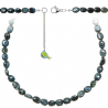 Collier en oeil de faucon - Perles pierres roulées 7 à 10 mm - 38 cm