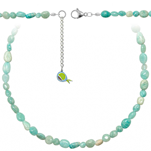 Collier en amazonite - Perles pierres roulées 5 à 8 mm - 90 cm