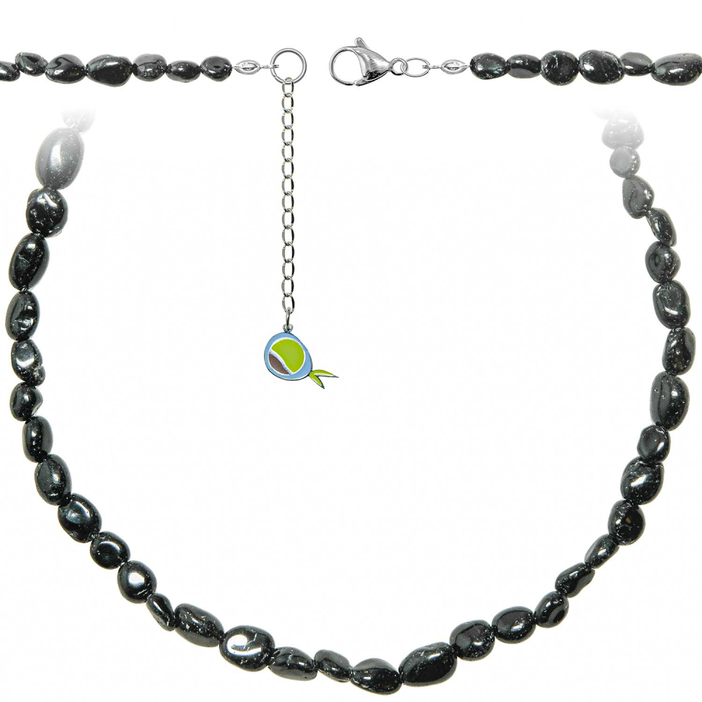 Collier Perles En Tourmaline Noire - Longueur 42 Cm - Pierre Naturelle - Neuf Sans Boîte