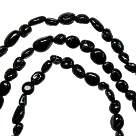 Collier en tourmaline noire - Perles roulées 5 à 8 mm - 43 cm