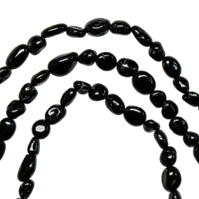 Collier en tourmaline noire - Perles roulées 5 à 8 mm - 90 cm
