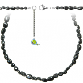 Collier en tourmaline noire - Perles roulées 5 à 8 mm - 90 cm
