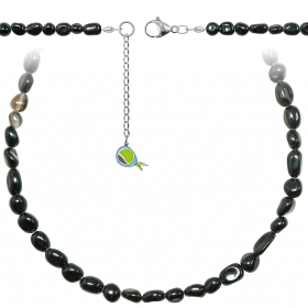 Collier en obsidienne noire - Perles roulées 7 à 10 mm - 38 cm