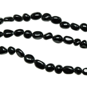 Collier en obsidienne noire - Perles roulées 7 à 10 mm - 70 cm