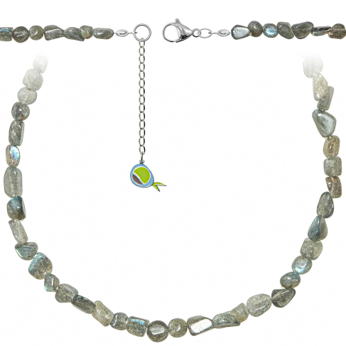 Collier en labradorite - Perles roulées 5 à 8 mm - 90 cm