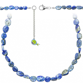 Collier en lapis lazuli - Perles roulées 7 à 10 mm - 43 cm