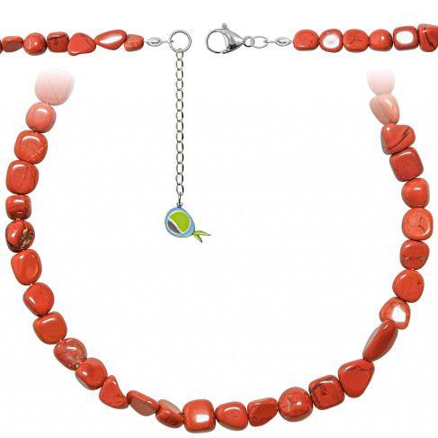 Collier en jaspe rouge - Perles roulées 7 à 10 mm - 38 cm