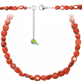 Collier en jaspe rouge - Perles roulées 7 à 10 mm - 43 cm