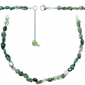 Collier en agate mousse - Perles roulées 5 à 8 mm - 55 cm