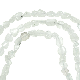 Collier en pierre de lune blanche - Perles roulées 5 à 8 mm - 38 cm