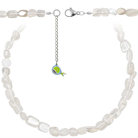 Collier en pierre de lune blanche - Perles roulées 8 à 12 mm - 55 cm