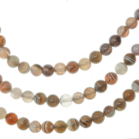 Collier en agate de Botswana - Perles rondes 6 mm - 55 cm