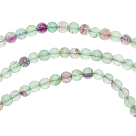 Collier en fluorite multicolore - Perles rondes 6 mm - 38 cm