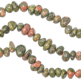 Collier en unakite - Perles roulées 7 à 10 mm - 38 cm