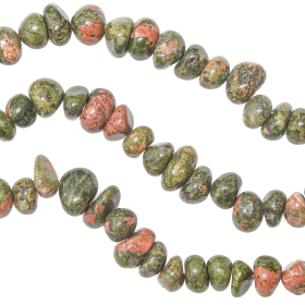 Collier en unakite - Perles roulées 7 à 10 mm - 50 cm