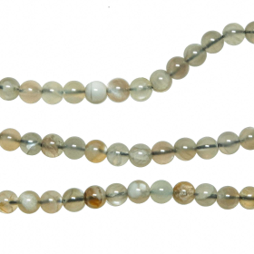Collier en pierre de lune grise - Perles rondes 6 mm - 38 cm