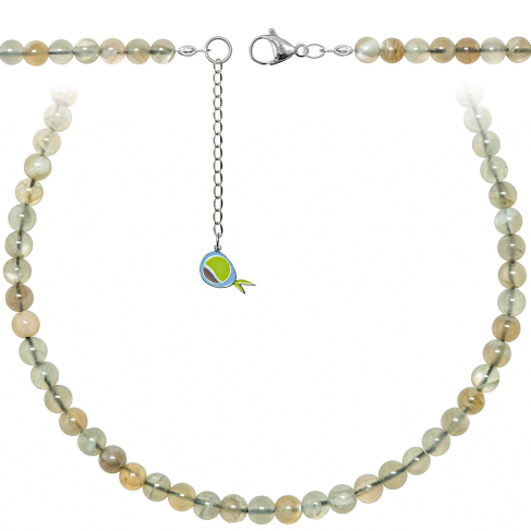 Collier en pierre de lune grise - Perles rondes 6 mm - 55 cm