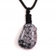 Pendentif pierre roulée percée en obsidienne neige avec cordon