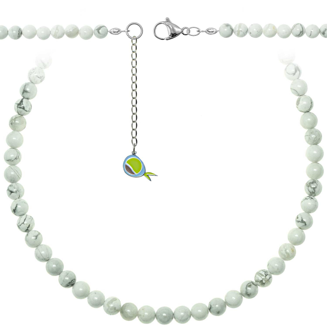 Collier en howlite - Perles rondes 6 mm - 43 cm