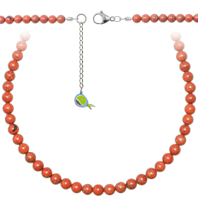 Collier en jaspe rouge - Perles rondes 6 mm - 38 cm