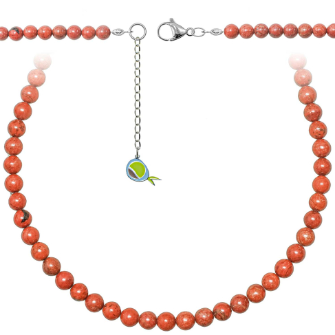 Collier en jaspe rouge - Perles rondes 6 mm - 38 cm