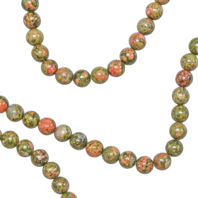 Collier en unakite - Perles rondes 6 mm - 38 cm