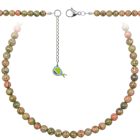 Collier en unakite - Perles rondes 6 mm - 60 cm