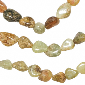 Collier en jaspe jaune et vert - Perles roulées 10 à 15 mm - 38 cm