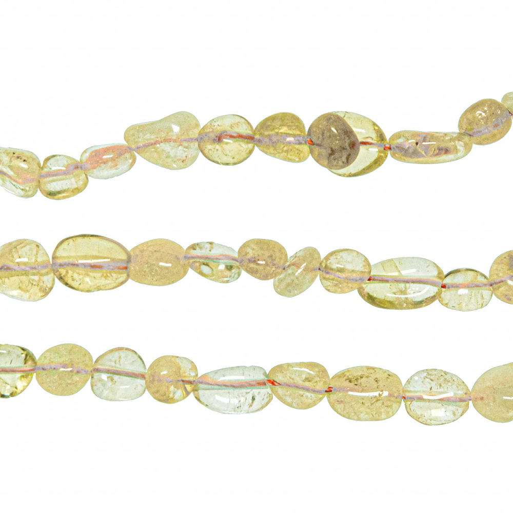 Collier Pour Femmes Avec 3 Perles De Citrine Du Brésil - Chaine En Acier Inoxydable - Neuf Avec étiquettes