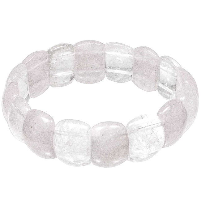 Bracelet minéral en cristal de roche et quartz rose