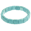 Bracelet perles carrées en howlite teintée bleu turquoise