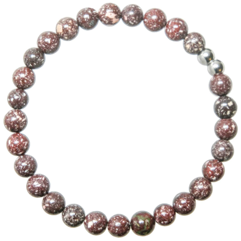 Bracelet en porphyre impérial rouge - perles rondes 6 mm