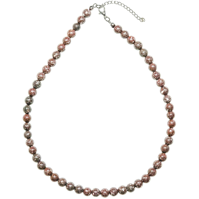 Collier en porphyre impérial rouge - Perles rondes 8 mm - 46 cm