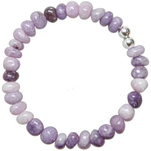 Bracelet en lépidolite - Perles roulées 5 à 8 mm