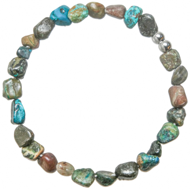 Bracelet en chrysocolle - Perles pierres roulées 5 à 8 mm