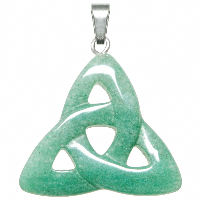 Pendentif noeud de la trinité celtique en aventurine verte